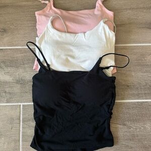 Women's Pink, White, and Black Camisole Tops (Set of 3) with build in bra